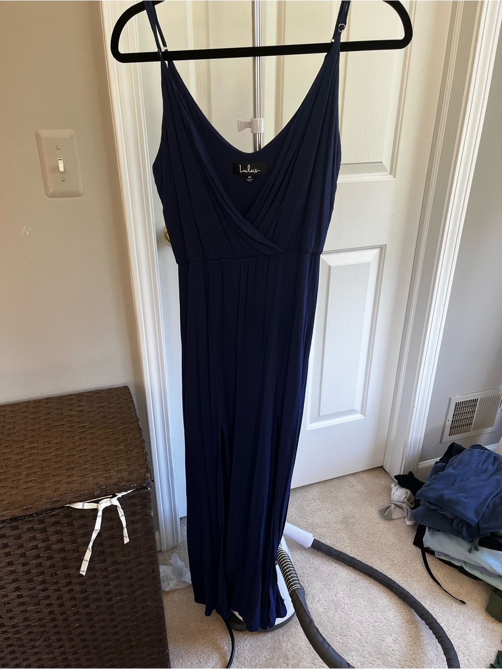 Lulu's Navy Maxi Sleeveless Wrap-Front Dress